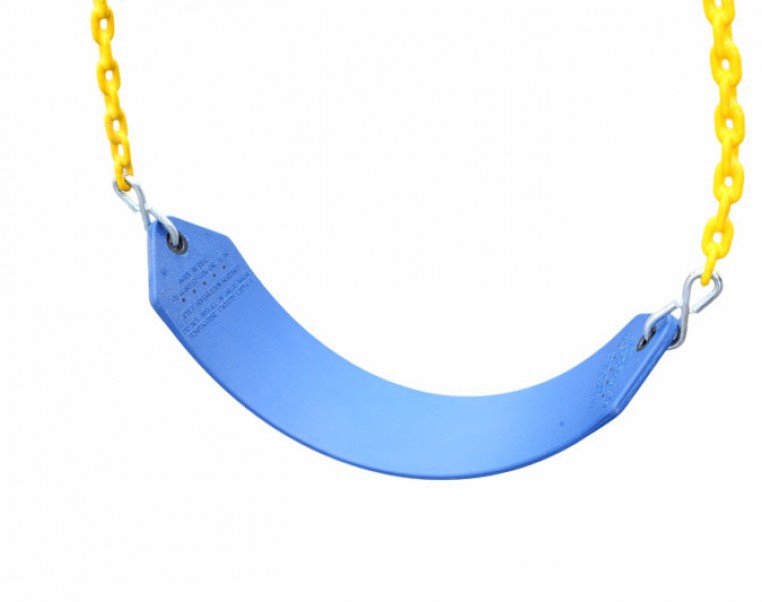 Качели мягкие на цепях, облитых пластиком, синие – фото 1